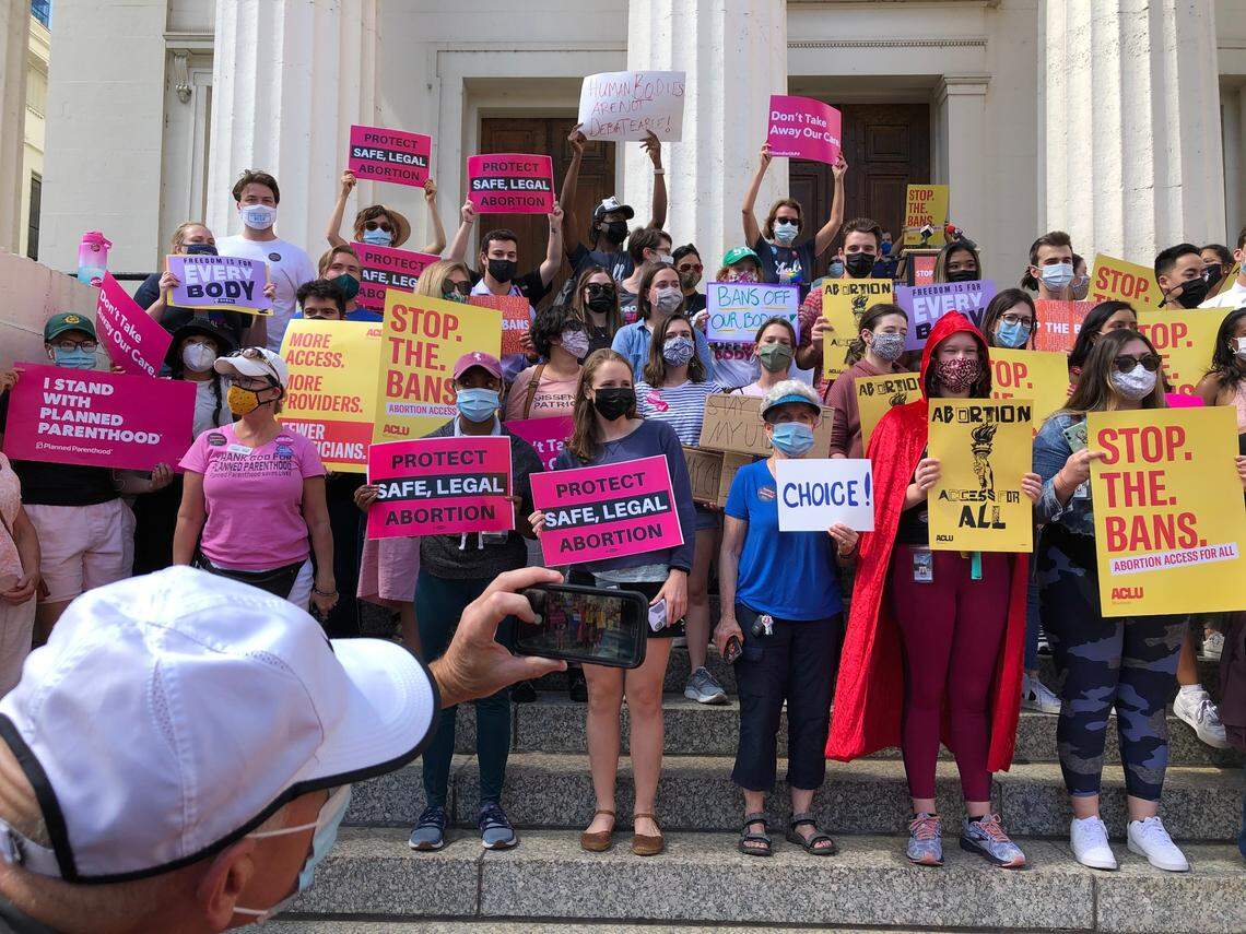 Activists opposed to the Texas law banning abortions after a heartbeat is detected rallied at the Old Courthouse in downtown St. Louis on Thursday. For more coverage of this issue, go to bnd.com.