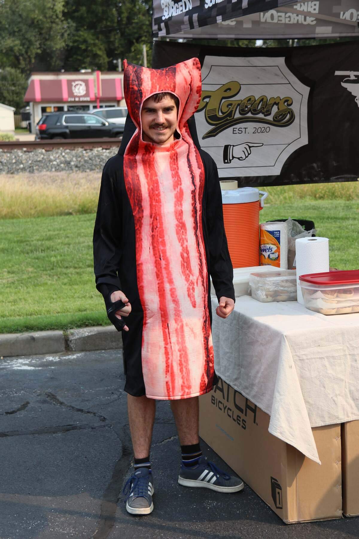 The sixth annual BaconFest event will take place from 10 a.m. to 5 p.m. Saturday, Sept. 10, at O’Fallon VFW Post 805, 221 W. First St. Chairman Marcia Crawford said this year’s event is bigger than ever, with more than 70 vendors — inside and out, with many new food and craft vendors. Pictured is a worker for Gears dressed up in “bacon” at a past event.