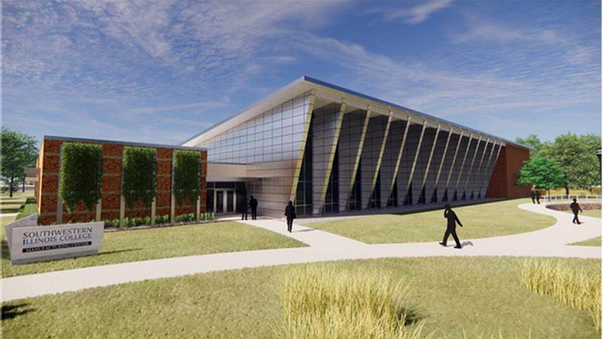 This is an artist’s rendering of the $20 million manufacturing training academy being built at Southwestern Illinois College in Belleville.