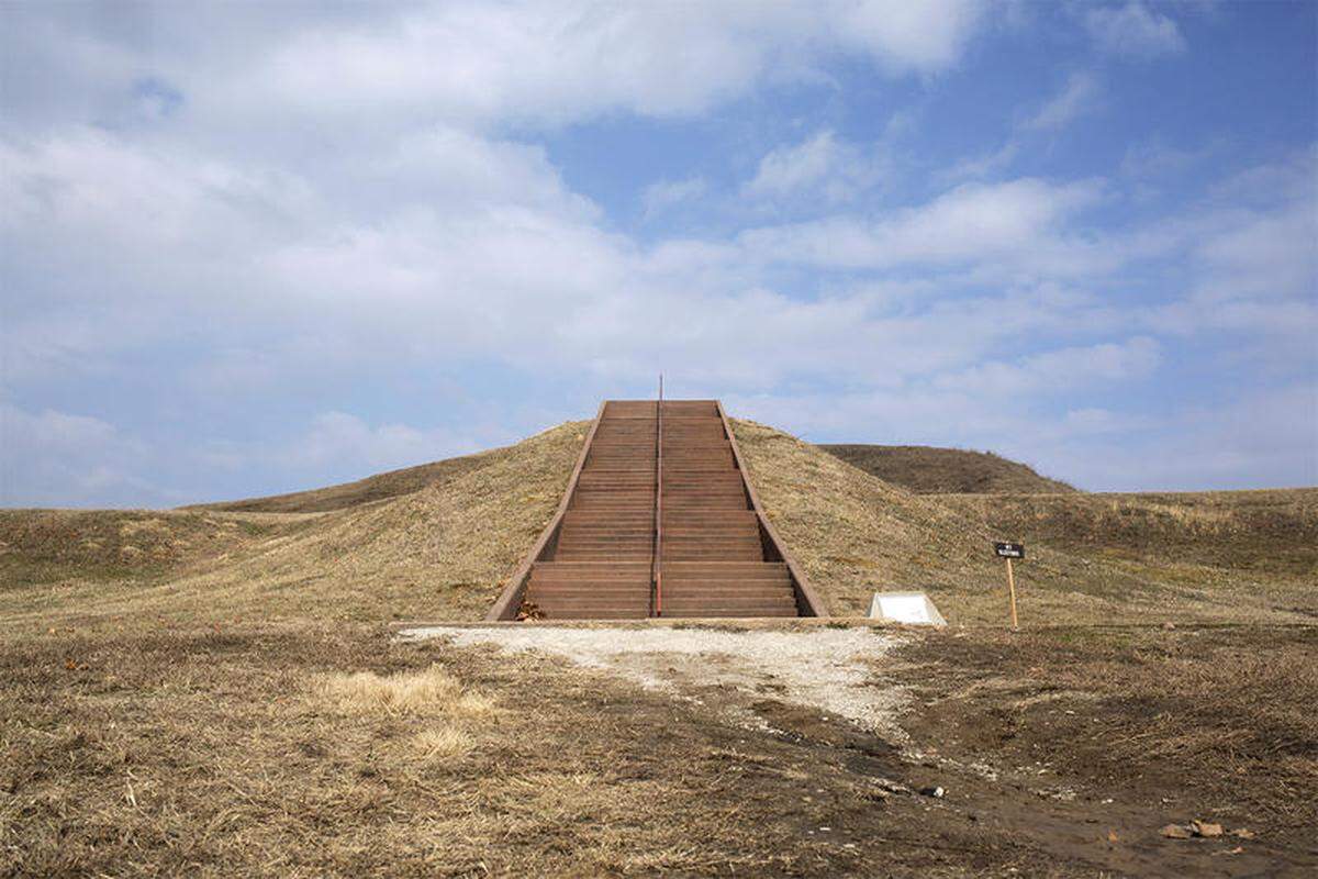 Cahokia Mounds State Historic Site visitors can climb Monks Mound, which has more than 150 steps.