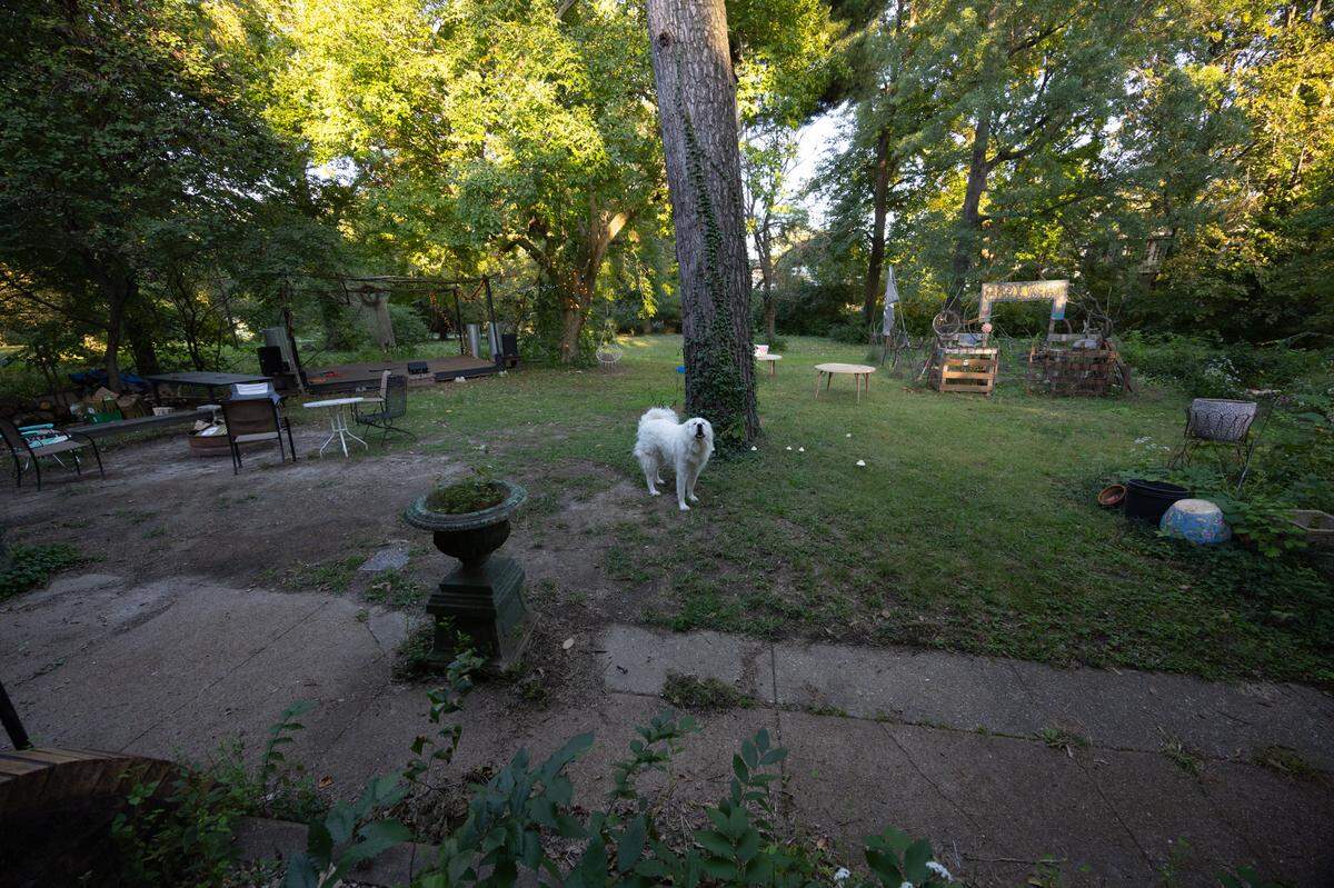 Looking out towards the front yard and outside performance space of the Nunnery on Oct. 3, 2024, just before guests started arriving for a performance.