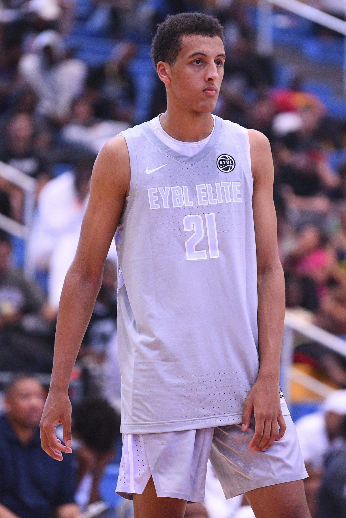 Patrick Baldwin Jr. looks on during the Nike Academy Showcase Game on August 10, 2019 at the Los Angeles Southwest College in Los Angeles, CA. (Photo by Brian Rothmuller/Icon Sportswire) (Icon Sportswire via AP Images)