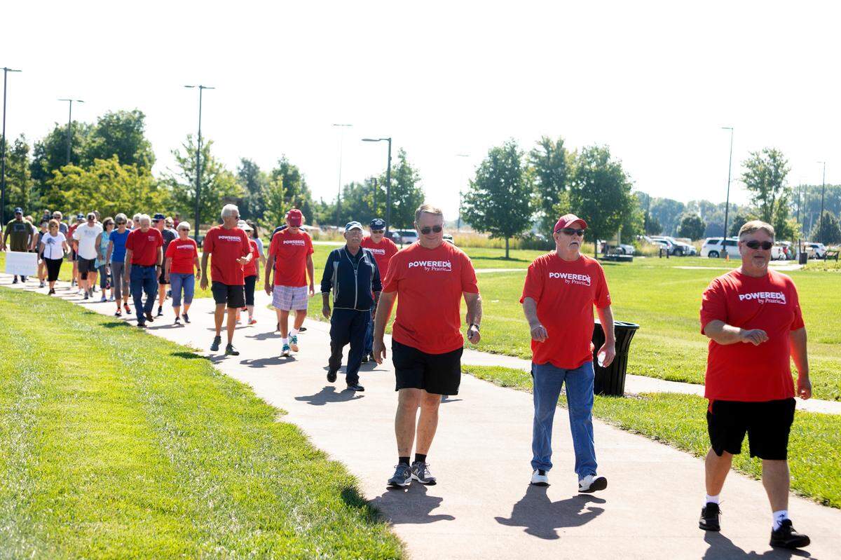 The 2024 Prairie Heart Foundation Heart Walk & Education Event takes place Friday, Feb. 16, at Korte Rec Center in Highland. Pictured: Participants in a previous Prairie Heart Walk event