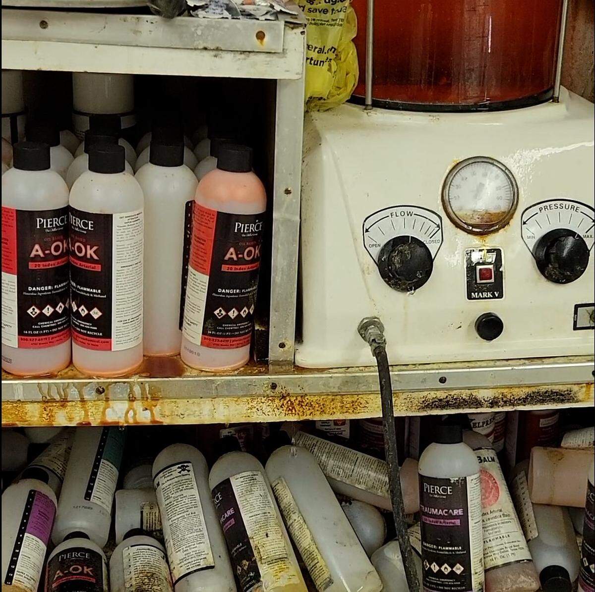 Screenshots from a video show leaky pipes, piles of trash and generally filthy conditions in what a source identified as the embalming room of the Moran Queen-Boggs Funeral Home in Centralia. The source who provided the video requested anonymity due to safety concerns. The funeral home’s director, Hugh Moran, would not confirm its authenticity.