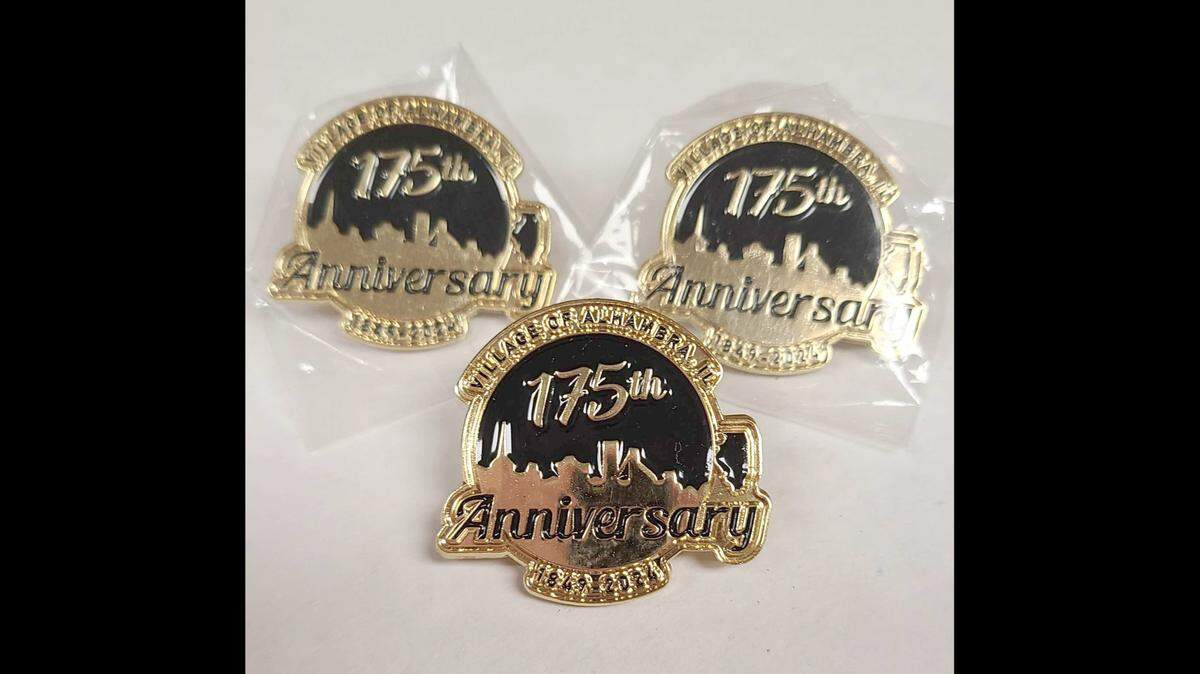The 175th Anniversary Committee for Alhambra is offering these beautiful commemorative pins for $5 each or five for $20. They are going fast and will soon be sold out. The pins may be purchased at AG Telephone Company.