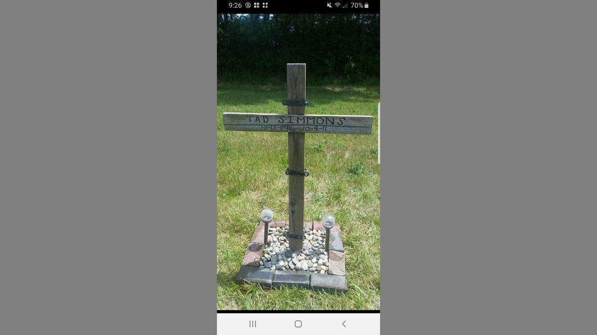 This is the Tad Simmons memorial cross that was taken by a man who told the Clinton County Sheriff’s Office he removed it. The cross was located at the intersection of Jamestown Road and Old State Road north of Breese where Simmons died in a crash in October 2011.