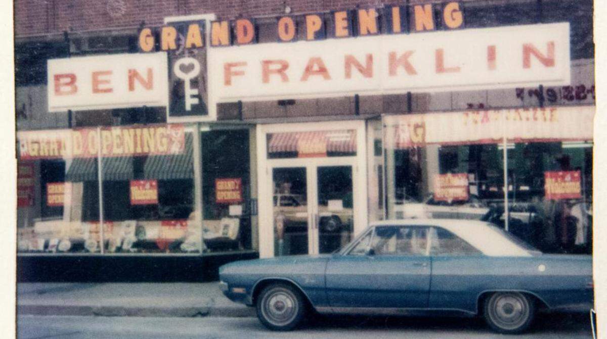 Photo of Ben Franklin in 1976 during the grand opening.