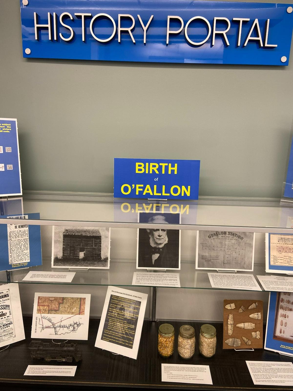 The History Portal is in a nook on the second floor of the O’Fallon Public Library and features a rotating local history theme every three months to encourage patrons to learn more and visit the O’Fallon Historical Soceity museum.