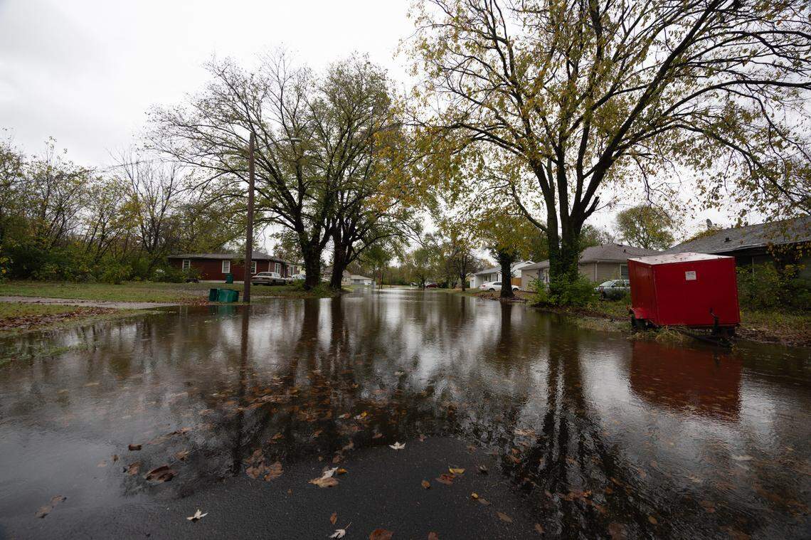Streets flooded in Cahokia Heights on Nov. 5, 2024.
