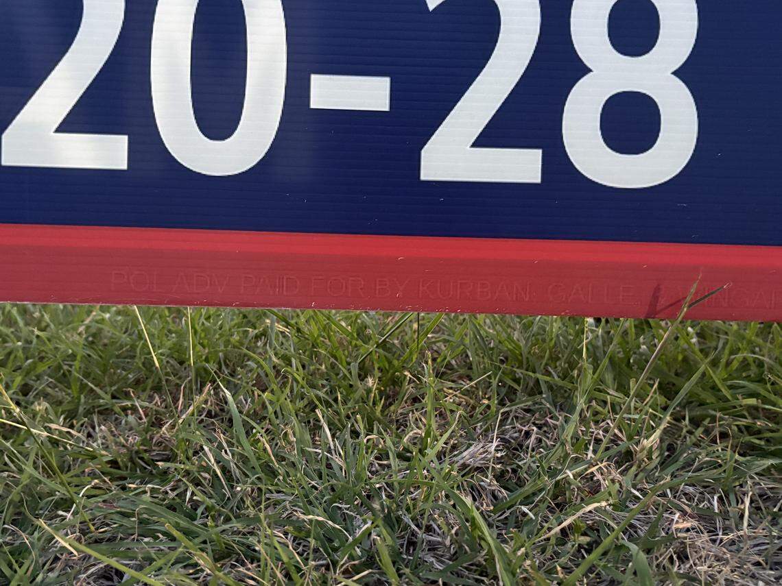 The bottom of a political sign for three candidates running for city council in Willow Park is pictured.