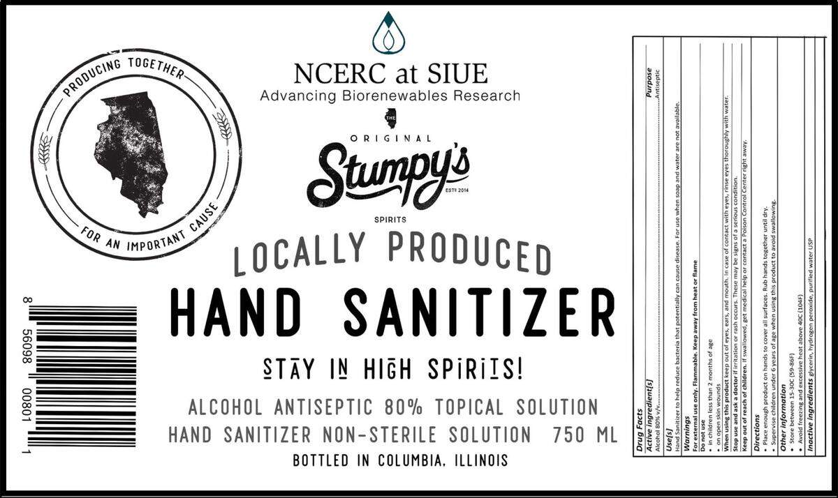 Stumpy’s Spirits distillery in Columbia made this label for its bottles of hand sanitizer. Customers are encouraged to “Stay in High Spirits!” during the coronavirus pandemic.