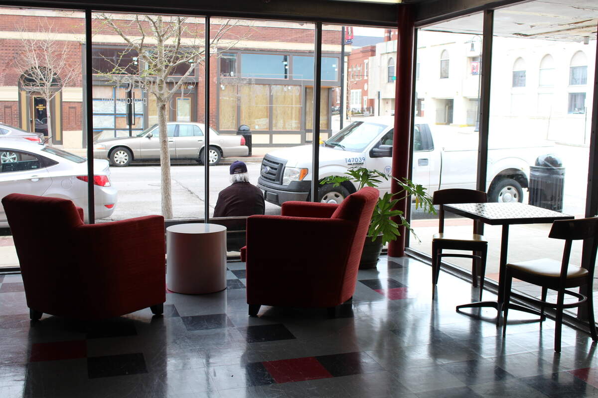 Walls of windows give customers at Verona Coffee Co. in Collinsville a panoramic view of East Main Street, making it a great spot for people watching.