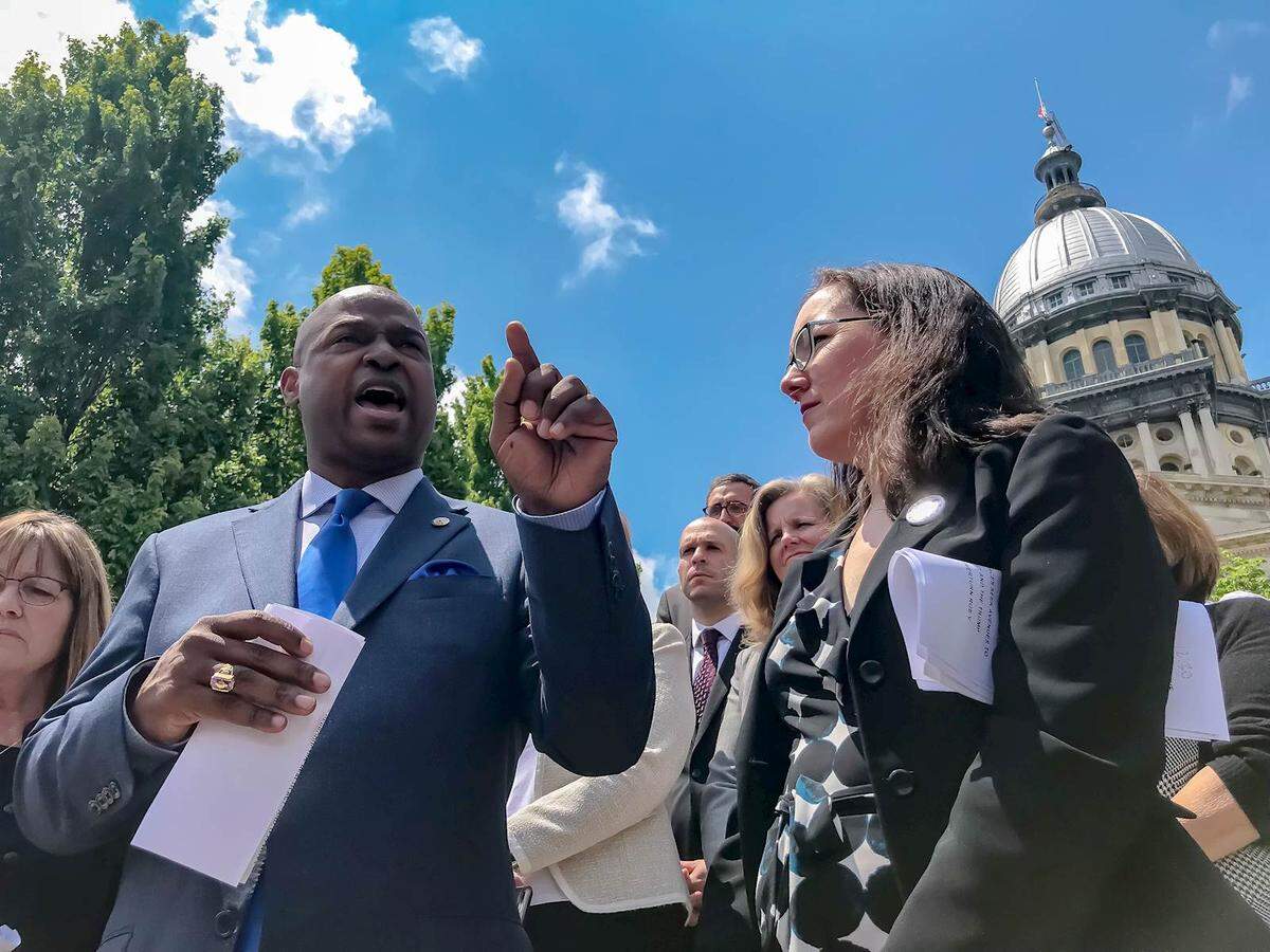 Rep. Emanuel “Chris” Welch (D-Hillside) says he is a long-time supporter of women’s issues because they are “fundamental.” He co-sponsored the Reproductive Health Act. Welch and Elgie Sims, right, a senator from Chicago, are working to repeal the Parental Notification of Abortion Act.