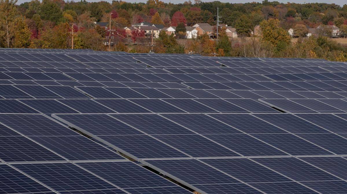 A solar array has been built off of Park Road in Belleville. Meanwhile, the large solar array under construction outside Highland is part of an ongoing push for solar in Illinois on private property.
