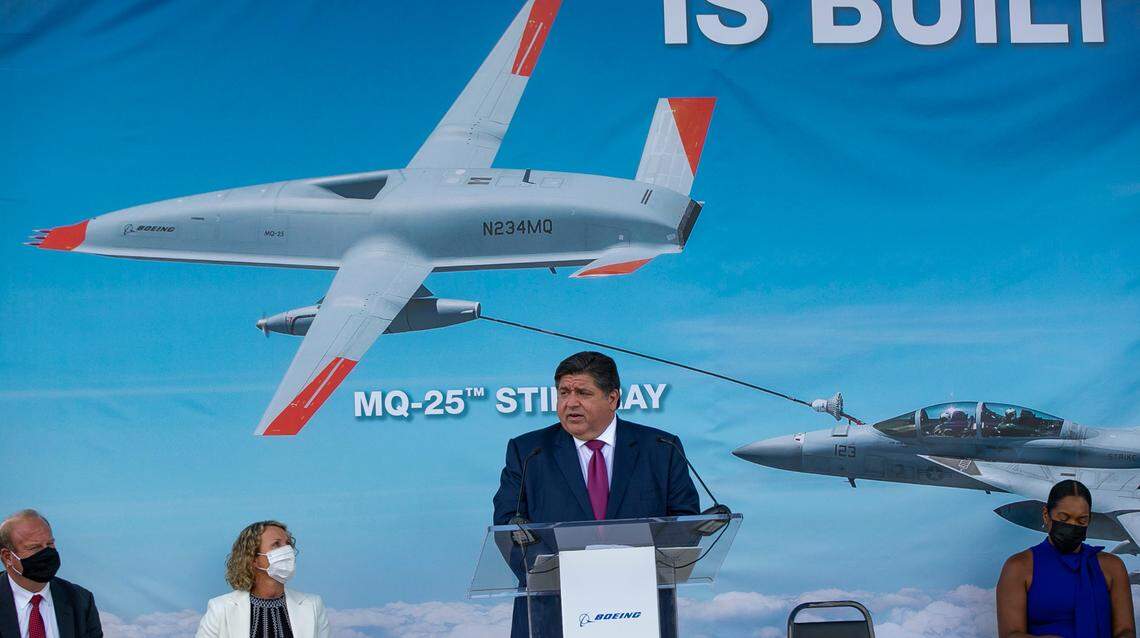 Illinois Gov. J.B. Pritzker and other officials held a news conference Sept. 17 to announce that The Boeing Co. is building a new production facility at MidAmerica St. Louis Airport in Mascoutah.