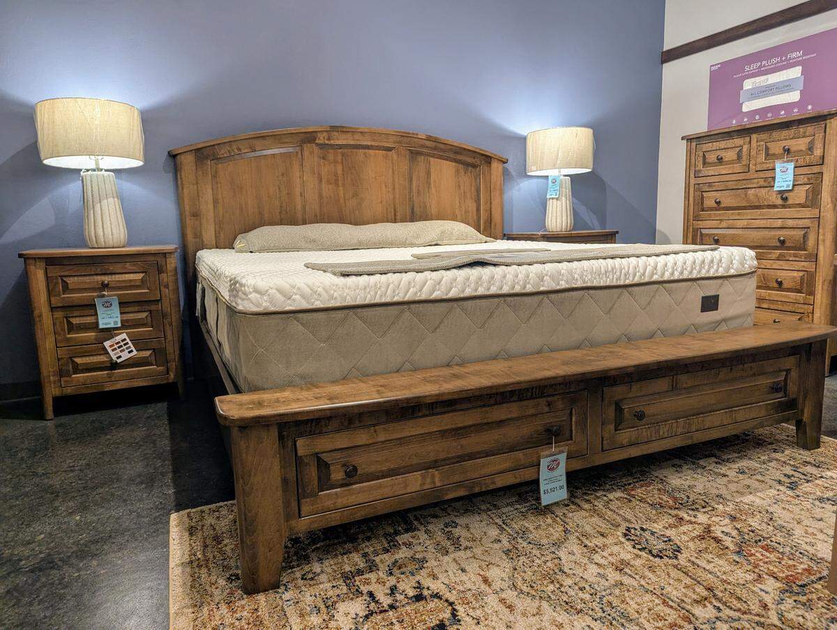 Bedroom display at Mueller Furniture & Mattress in Belleville