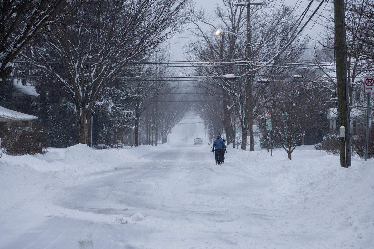 South Patterson Street is seen during a snowstorm on Sunday in State College.