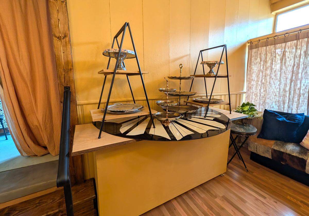 This decorated buffet piece at Bungalow was made with repurposed furnishings from the former occupant of 318 E. Main St. in Belleville.