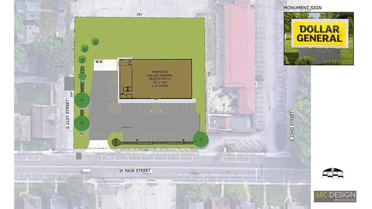 Overhead view of the proposed DG Market from the site plans submitted to Belleville City Council
