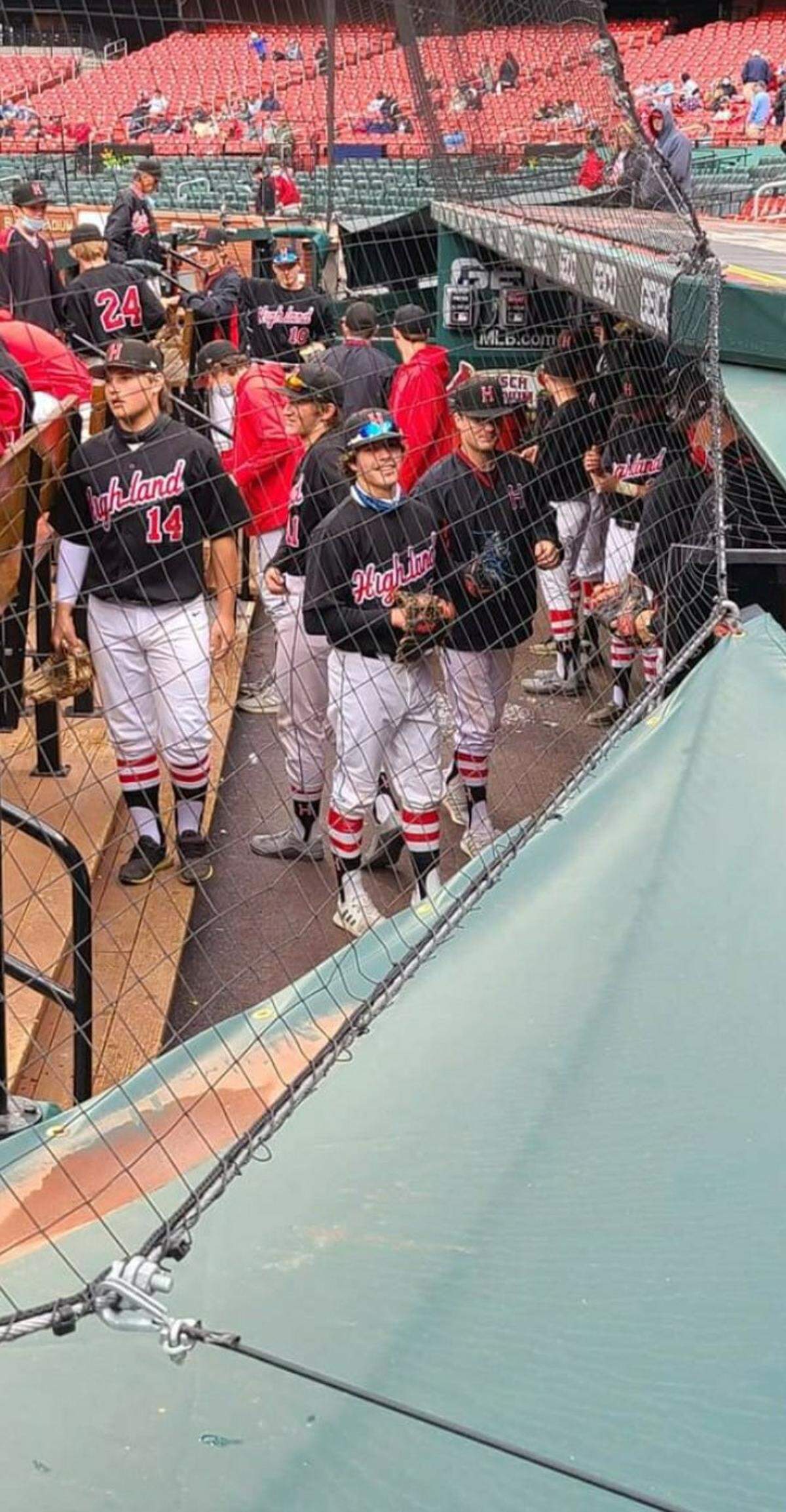 Highland High School graduate Blaise Pearson is pictured during a game the Bulldogs played at Busch Stadium. Pearson enjoyed a strong freshman campaign at Lewis and Clark Community College and now looks forward to his sophomore season pitching for the Trailblazers.