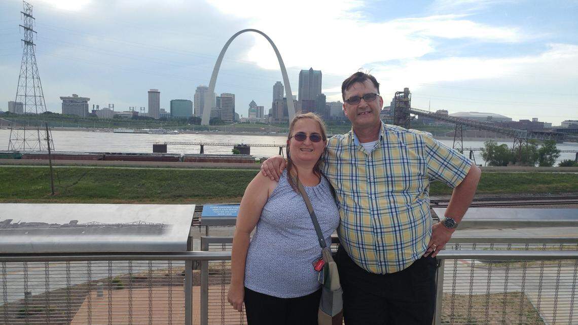 Many visitors, such as Ruthie and Scott Black, of Palmyra, Missouri, post photos on the Facebook page for Malcolm W. Martin Memorial Park in East St. Louis.