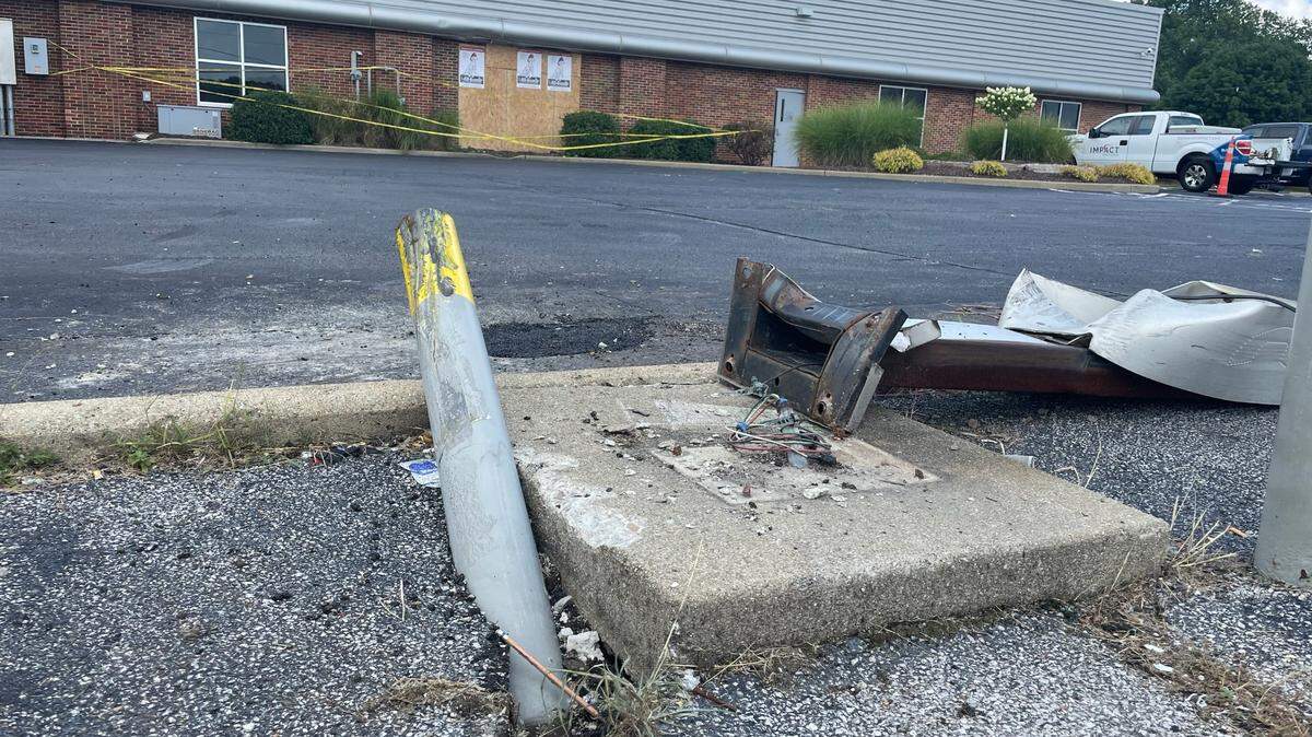 An Alternative Transportation System bus left South Illinois Street just north of its intersection with South Belt West and flattened a payphone kiosk before running into the side of the St. Clair County Regional Office of Education on Saturday.