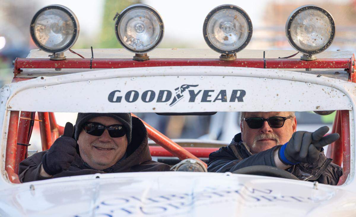 Drivers at Double W Racing drives through the Santa parade.