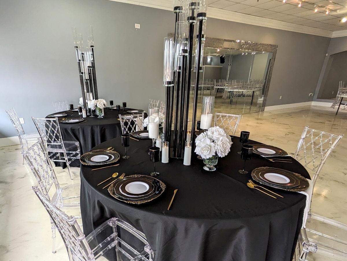 Sample table settings at Bliss Events