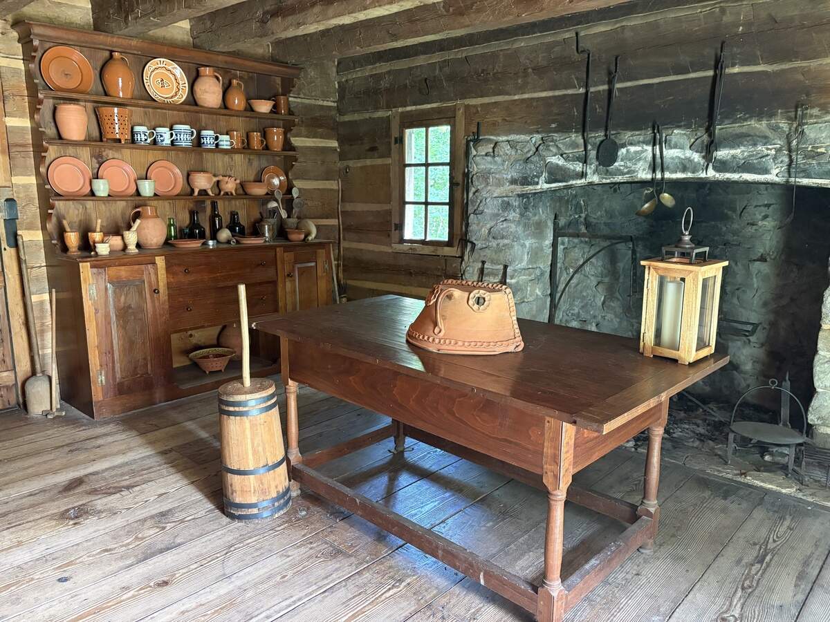 The unknown suspect moved around items in the historic home’s kitchen, which have since been returned to their original locations as shown.