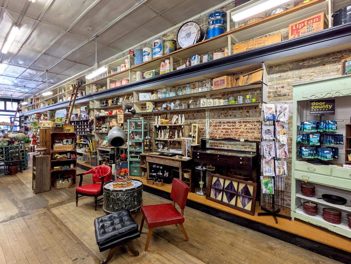 The former location of the shop’s cash stand provides space for larger items and displays.
