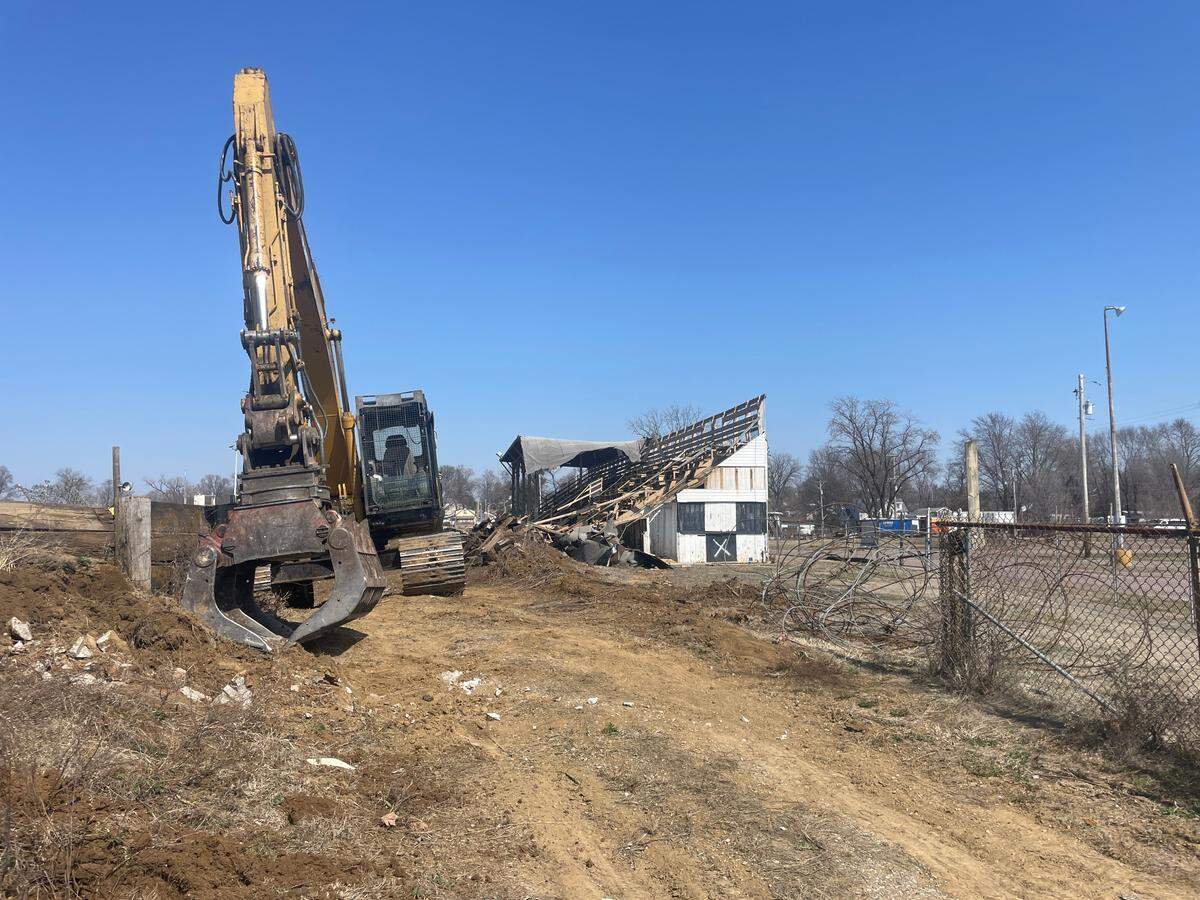 Crews began demolishing the old Belle-Clair Speedway grandstands and clearing the racetrack on March 13, 2025.