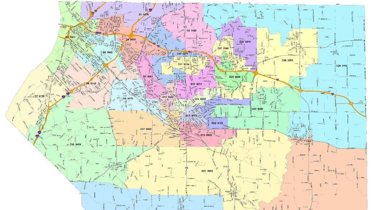 The St. Clair County Board has approved this redistricting map for the county board seats. County Board Chairman Mark Kern, a Democrat, described it as a “fair map” while Republican board member Ed Cockrell called it an example of “gerrymandering 101” by Democrats. Republican board members complained that it favors Democrats who currently hold a majority of seats on the county board.