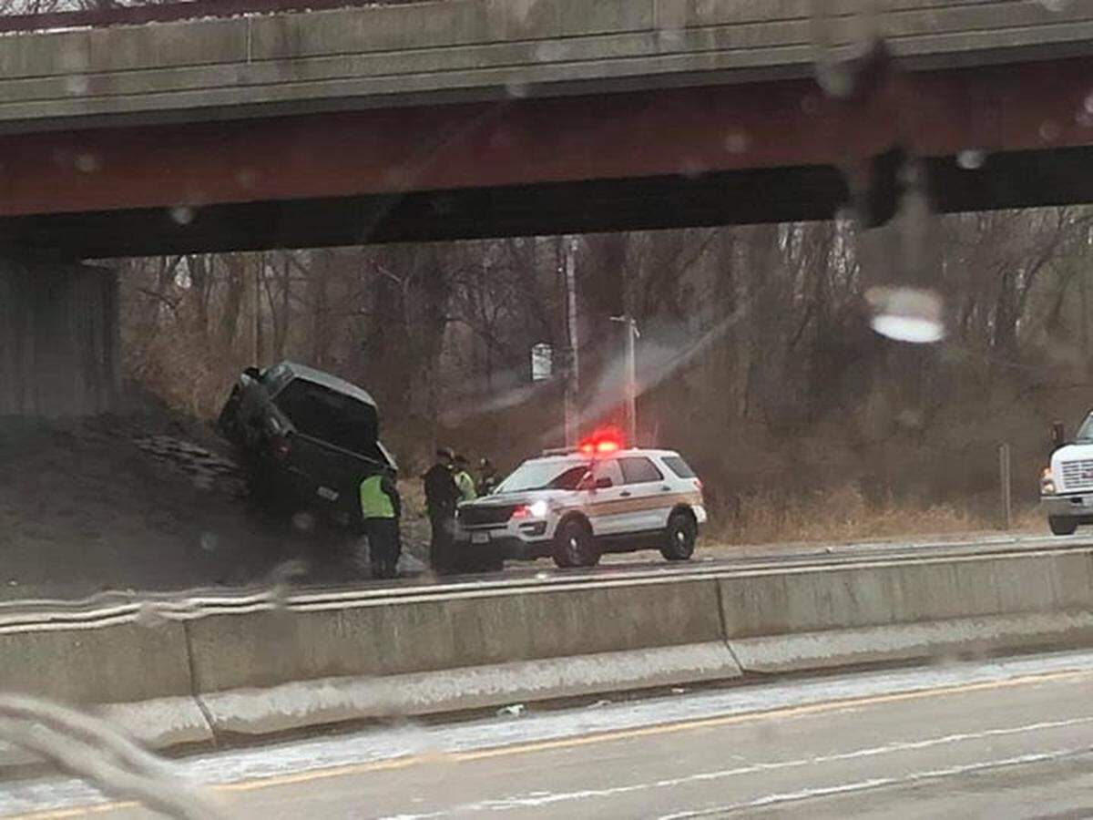 A car veered off the roadway on northbound Interstate 255 near Illinois 15 in Alorton.