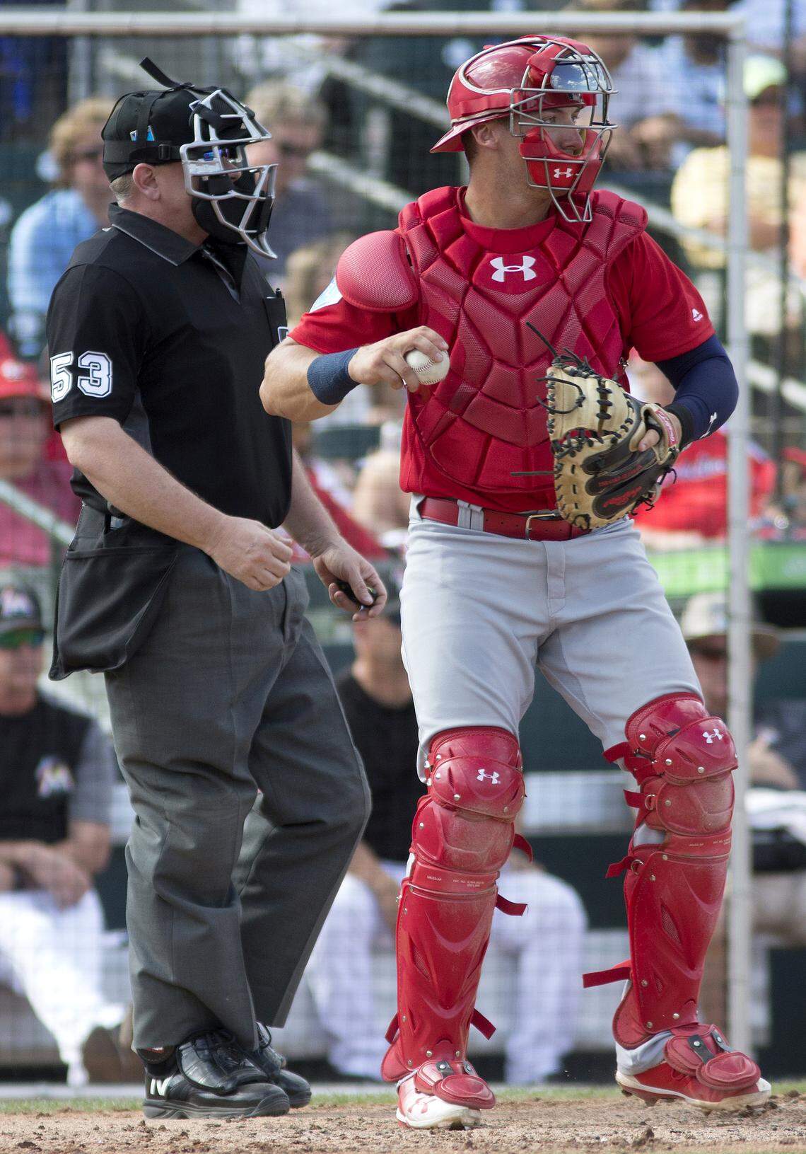 Catcher Andrew Knizner during a spring training game in Jupiter, Florida.