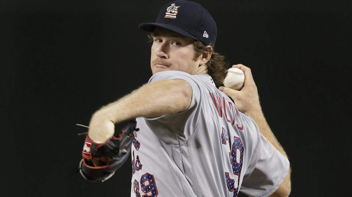 St. Louis Cardinals pitcher Miles Mikolas throws during the first inning of the team's baseball game against the Arizona Diamondbacks, Wednesday, July 4, 2018, in Phoenix. (AP Photo/Rick Scuteri)