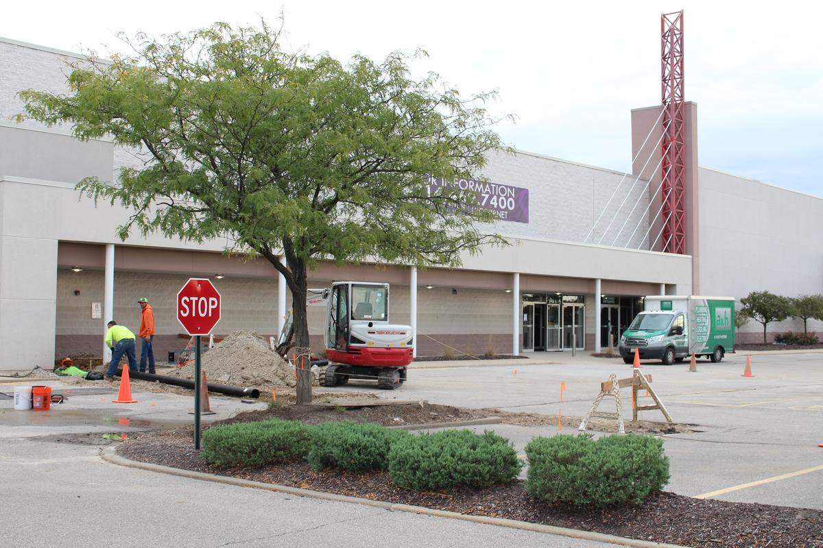 Workers are shown installing pipes at Fairview Heights Plaza for a new anchor tenant that hadn’t been named when this photo was taken in October of 2018. The tenant is Urban Air Adventure Park.