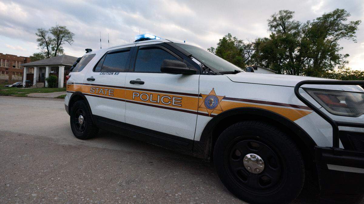 An Illinois State Police agent from Edwardsville was charged with battery Friday in Madison County Circuit Court. A state police patrol car is pictured in this 2023 file photo.