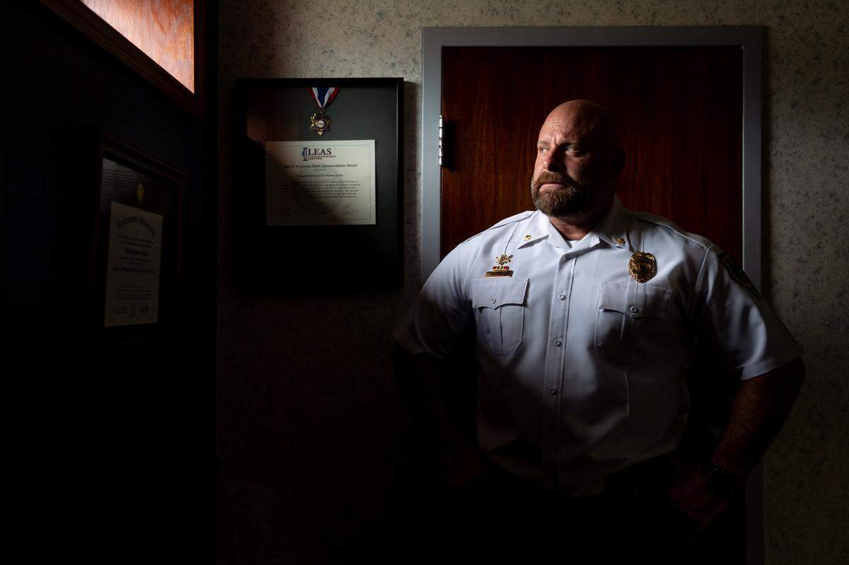 Granite City Assistant Police Chief Nick Novacich on Tuesday, July 18, 2023, at the police station in Granite City. Novacich heads the “Cross River Crime Task Force,” a group comprised of law enforcement officials from federal, state, county, and local agencies with the goal of combining resources and manpower to protect Madison County from criminals who cross state lines to commit violent crimes.