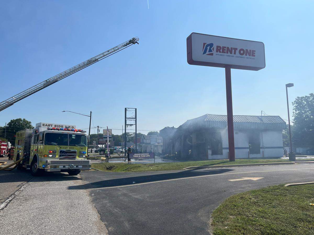 Firefighters from multiple departments responded to a fire at an oil change business on Carlyle Avenue near Belleville Thursday morning.