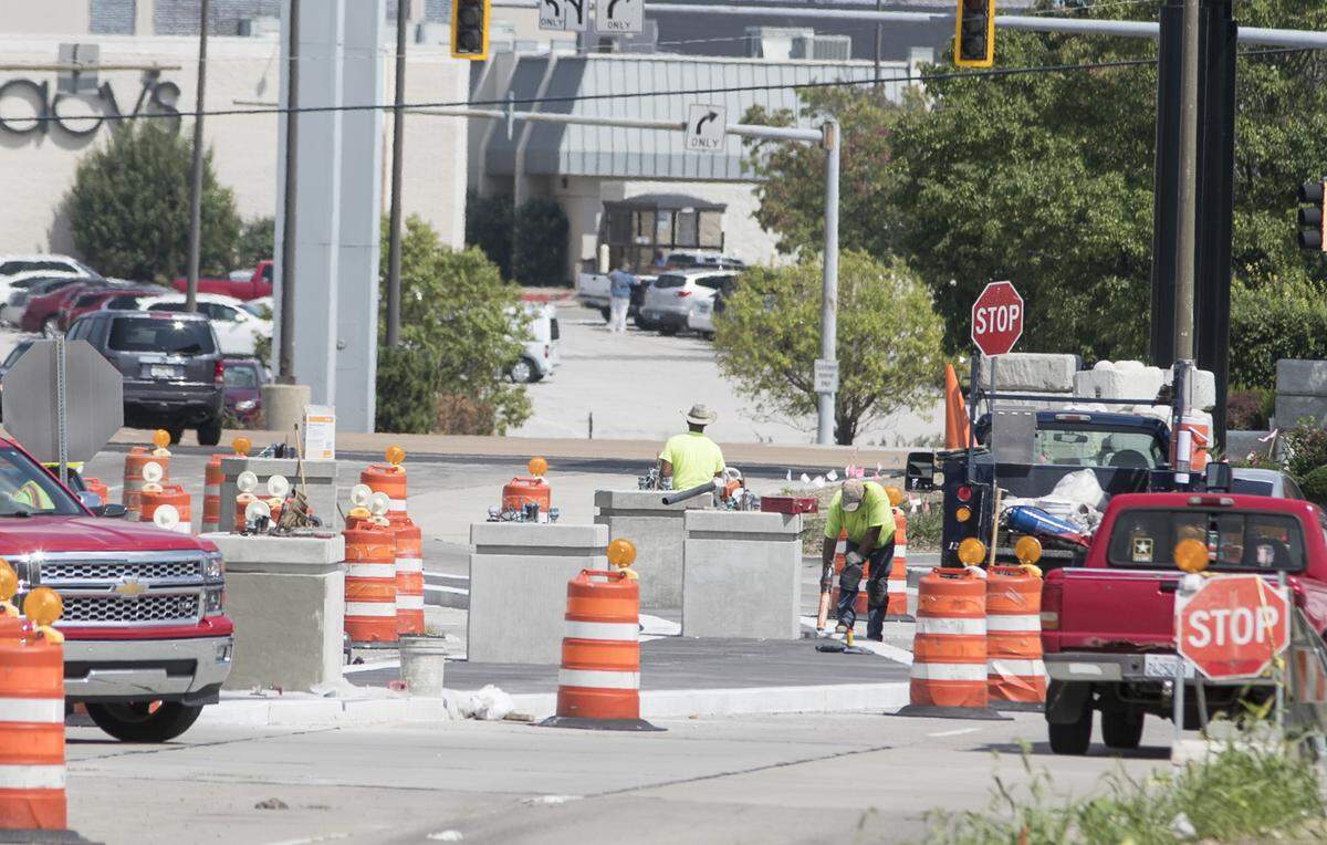 The first phase of the Market Place traffic project in Fairview Heights is taking shape in this 2018 file photo.  The city spent the next two years making major improvements to Market Place and Commerce Lane, and building a roundabout where the two roads meet.