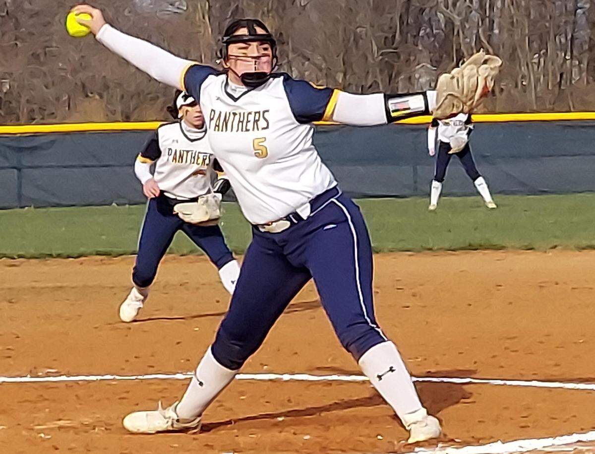 O’Fallon pitcher Kylie Nesbit winds up during a nonconference softball game on Wednesday in O’Fallon.