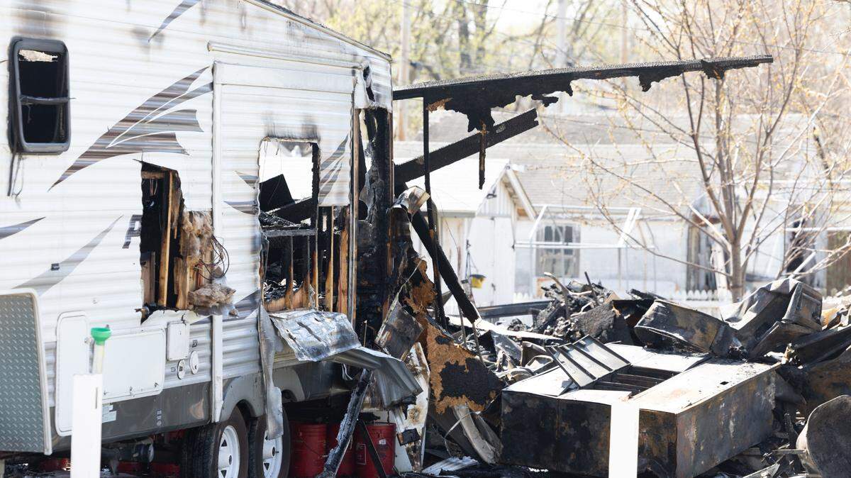 A fire in Dupo, Ill. destroyed a home and part of an RV after a man welding in his garage struck a nearby fuel container on accident.