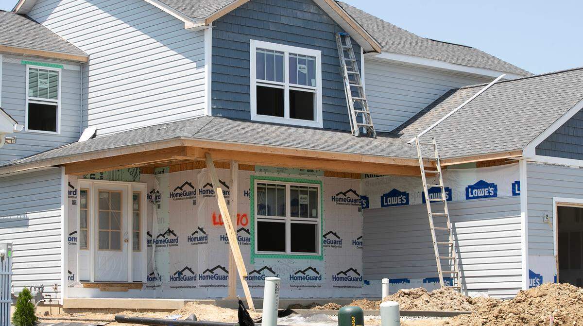 Builders in southwestern Illinois can’t keep up with demand for new homes, like this one under construction in O’Fallon. The cost of lumber, steel and other materials also has skyrocketed during the pandemic.