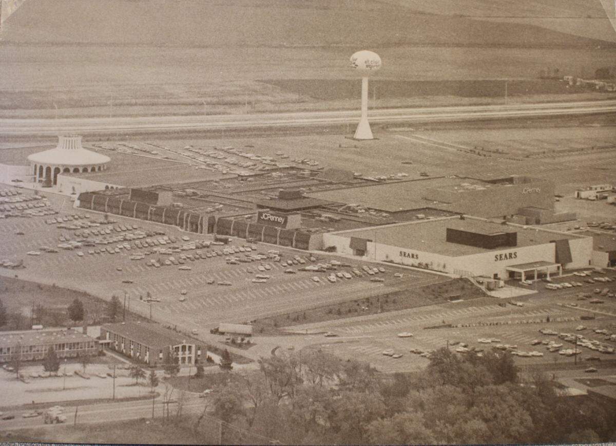 In 1975, St. Clair Square had Famous-Barr and Sears stores, and J.C. Penny was preparing to open. Four years later, a court ordered the City of O’Fallon to remove the mall logo from its water tower.
