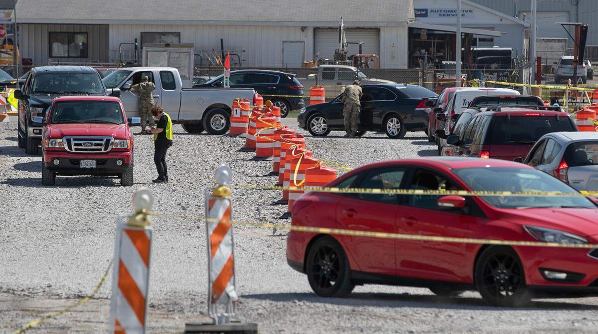A short line was starting to form at the Belle-Clair fairgrounds vaccination site Tuesday just before noon. St. Clair County opened a new line for those without appointments on Tuesday to increase traffic at the mass vaccination site. Those with appointments had a separate line.
