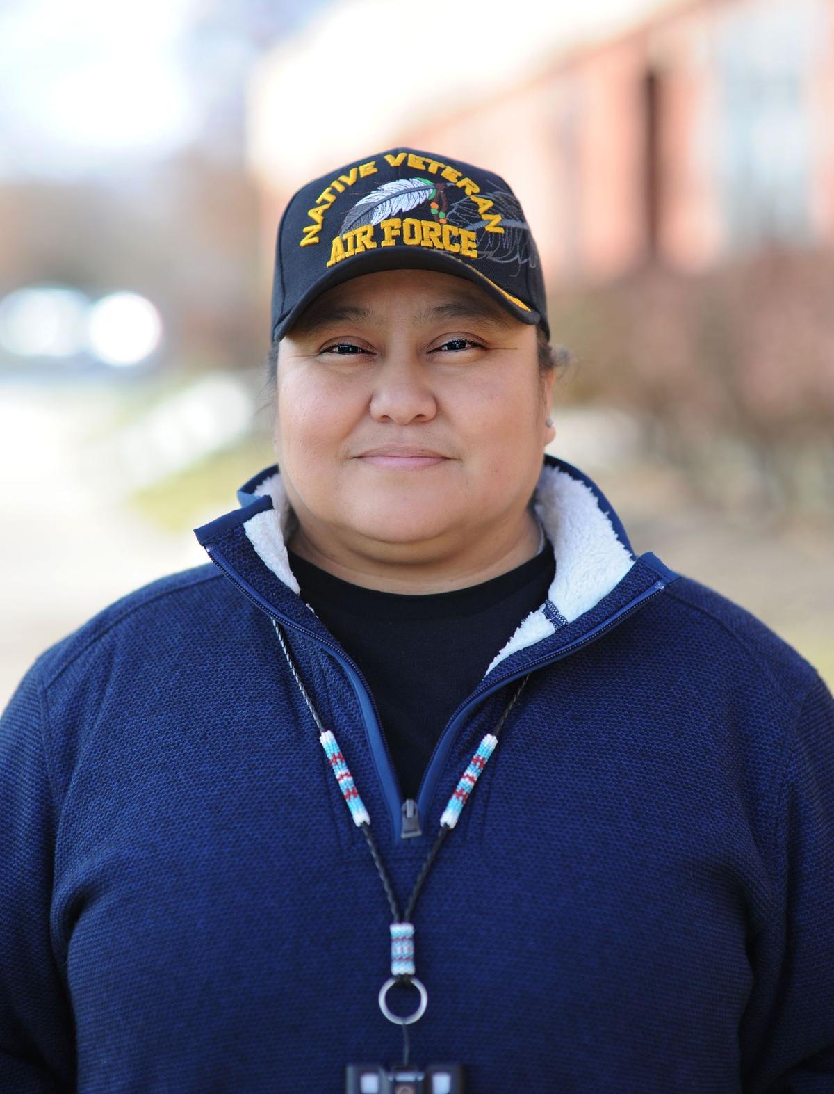 A member of the Navajo (Dine) Nation, Michelle Charlie, 435th Supply Chain Operations Wing located at Scott Air Force Base, is an Air Force retiree of 20 years and currently oversees the supply process for items headed to the Pacific Air Force region. She enjoys answering questions and sharing information about her heritage, and said she was thankful for her father’s influence on her work and faith journey, as well as the Air Force family she has here.