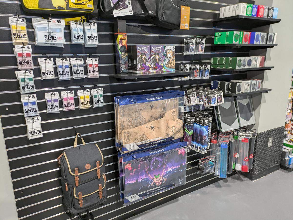 Card deck storage, gaming mats and other gear at Impact Gaming Center