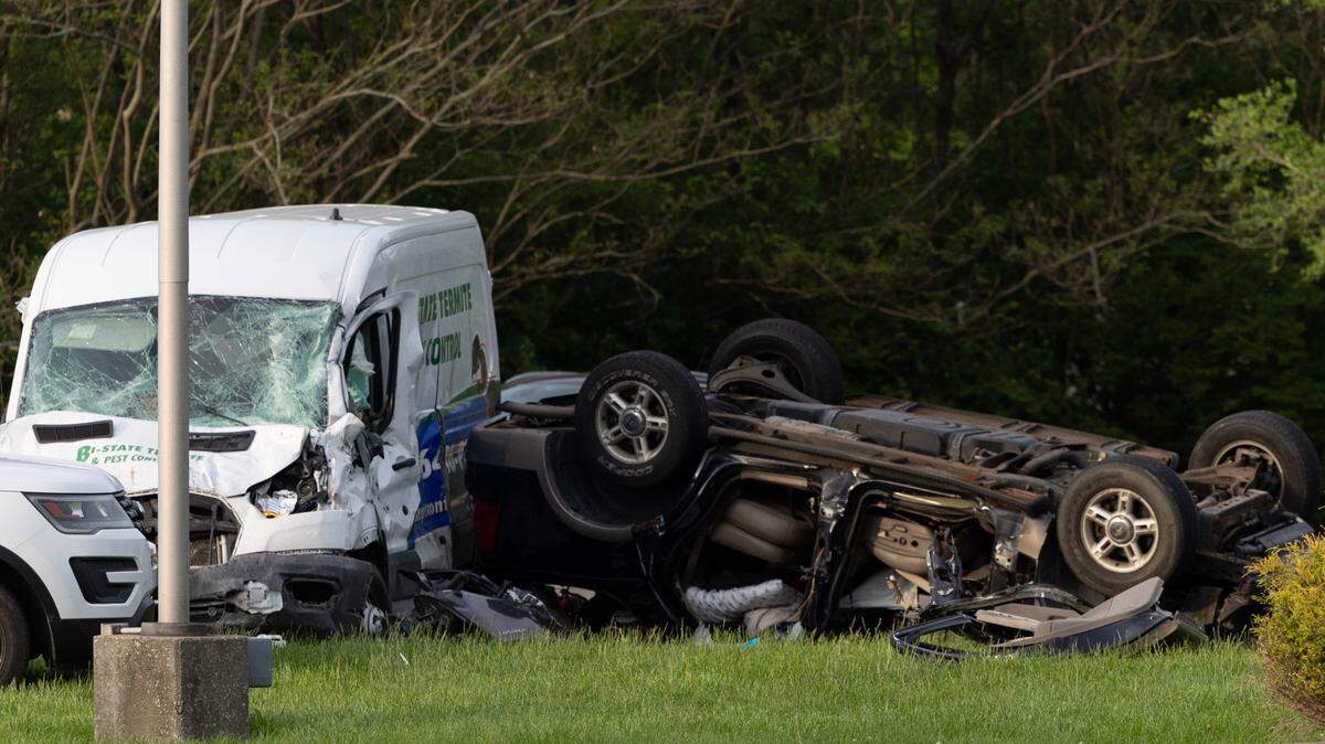 The scene of a three-vehicle crash in Swansea, Ill. on May 2, 2024. One person died and three others were injured, police said.