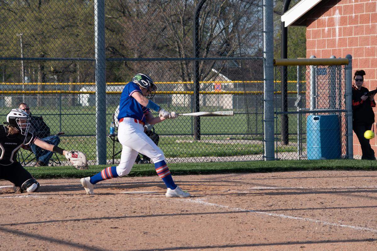 Okawville High School’s Jordyn Heckert drives the ball during a game this season. Heckert is the winner of this week’s Belleville News-Democrat Softball Player of the Week high school poll, as selected by readers of bnd.com.