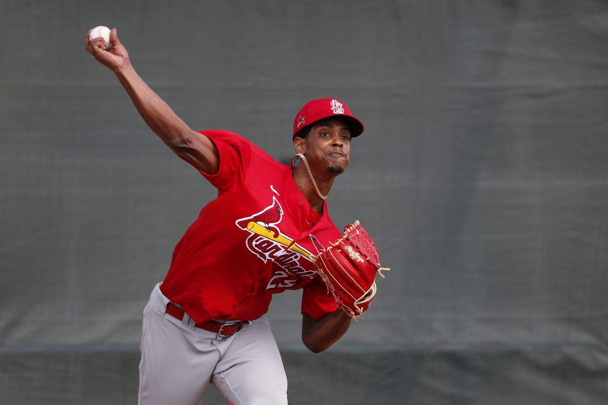 St. Louis Cardinals pitcher Alex Reyes throws during spring training in 2020. With last Friday the deadline for teams to tender contracts to players under team control for next season, the Cardinals opted not to offer a deal to former top prospect and All Star closer Alex Reyes, releasing the oft-injured 28-year-old to free agency.